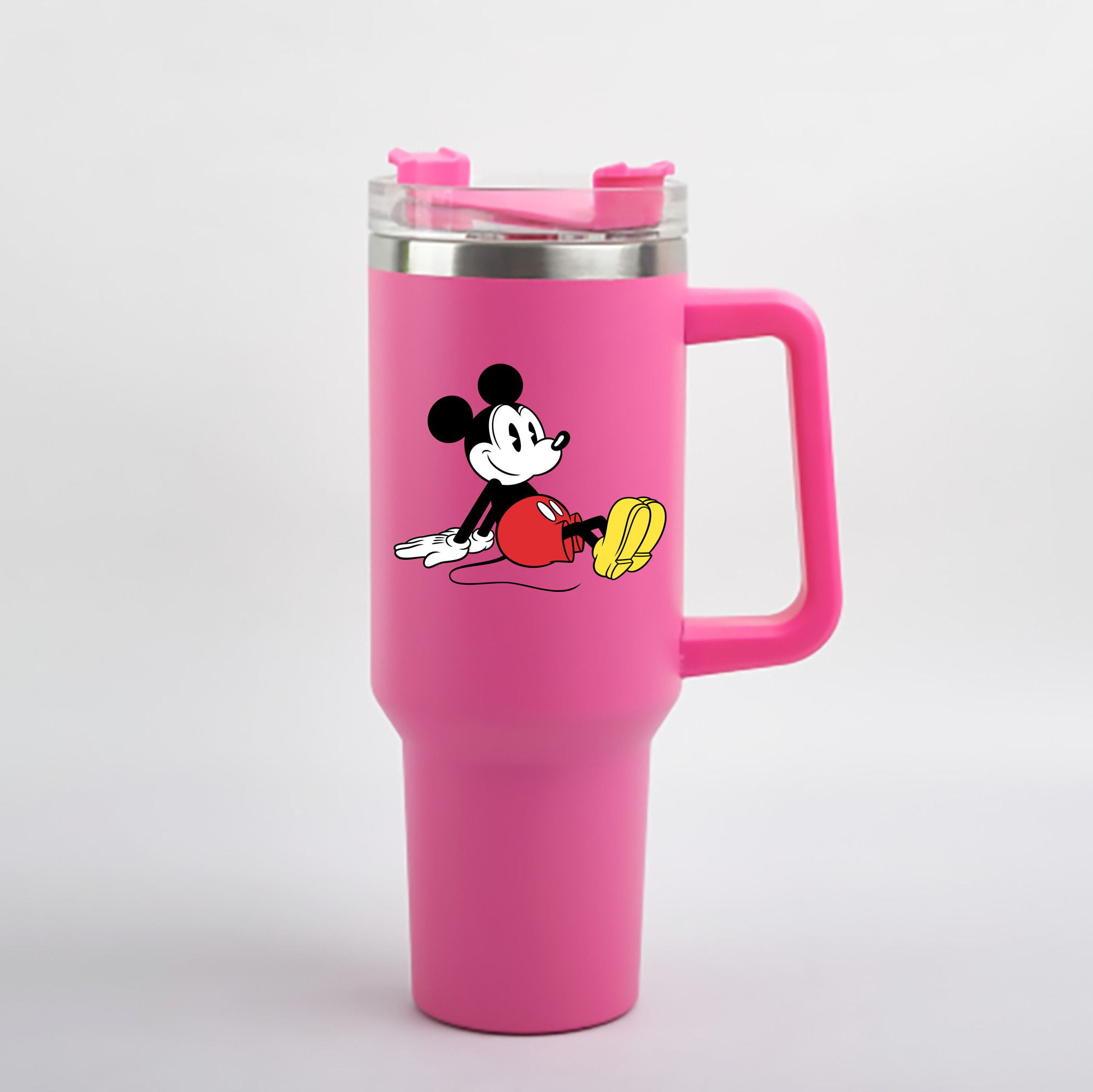（画像用） ミッキーマウス Mickey Mouse 1200mL車用タンブラー - クリスタルステッカー（プラスチックストロー付き）